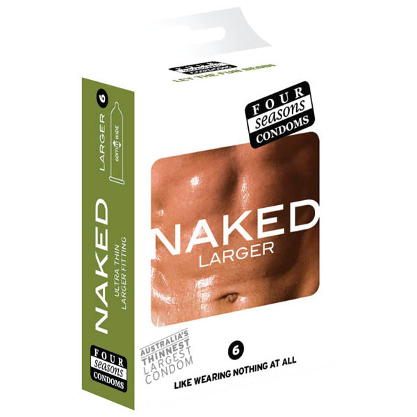 Four Seasons Naked Larger Fitting Condoms – Lubricated Condoms with 60mm Nominal Width 6 Pack > Essentials > Condoms Main image