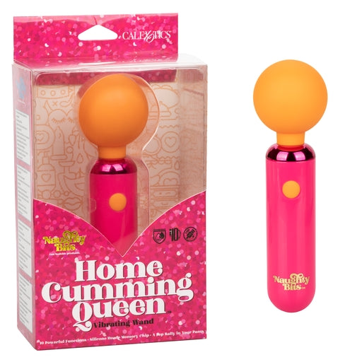 Naughty Bits Home Cumming Queen Vibrating Wand Pink and Orange Silicone Personal Massager > Sex Toys > Mini Massagers