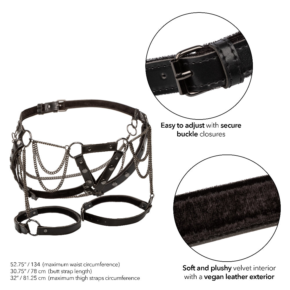 Euphoria Collection Plus Size Black Thigh Harness With Chains and Adjustable Straps Harnesses & Strap-Ons