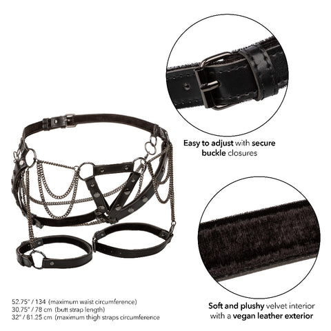Euphoria Collection Plus Size Black Thigh Harness With Chains and Adjustable Straps Harnesses & Strap-Ons