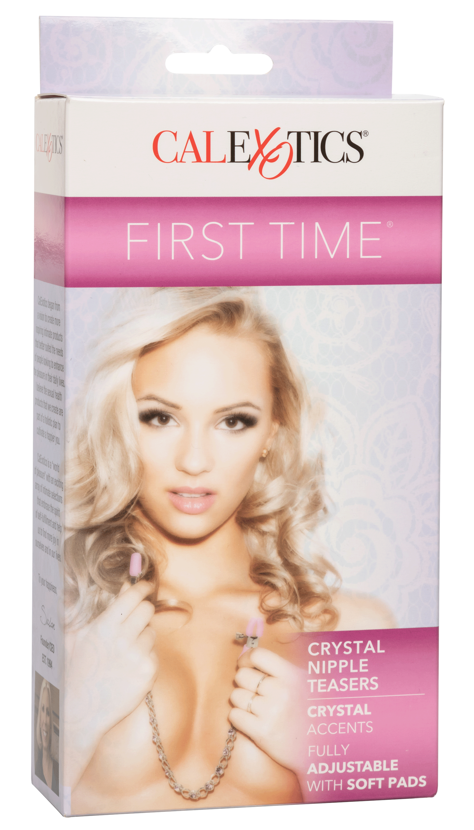 First Time Crystal Nipple Teasers with Pink Silicone Pads and Adjustable Tension Chain > Sex Toys > Nipple Clips