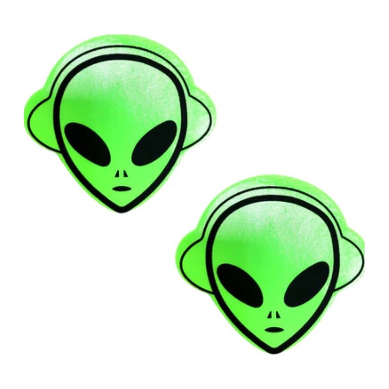 Nipztix Neon Green Blacklight Alien Pasties – Neon UV Reactive Adhesive Pasties > Clothes > Pasties