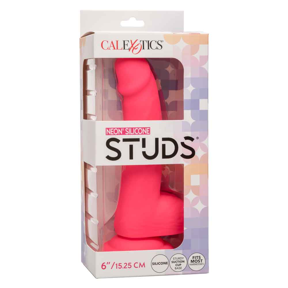 Neon Silicone Studs 6 Inch 15.25 cm Pink Silicone Dildo With Suction Cup Base > Dildos > Realistic Dildos