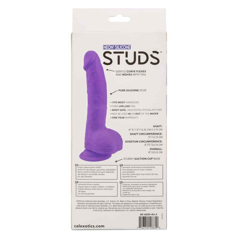 Neon Silicone Studs 6 Inch 15.25 cm Purple Silicone Dildo with Suction Cup Base DONGS
