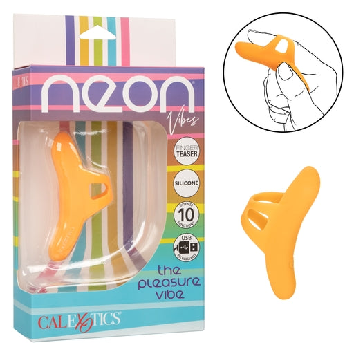 Neon Vibes The Pleasure Vibe Orange Ergonomic Finger Vibrator with 10 Vibration Functions and USB Rechargeable Finger Stimulator