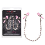 Nipple Play Crystal Chain Adjustable Nipple Clamps with Pink Silicone Coating and Sparkling Crystals > Sex Toys > Nipple Clips