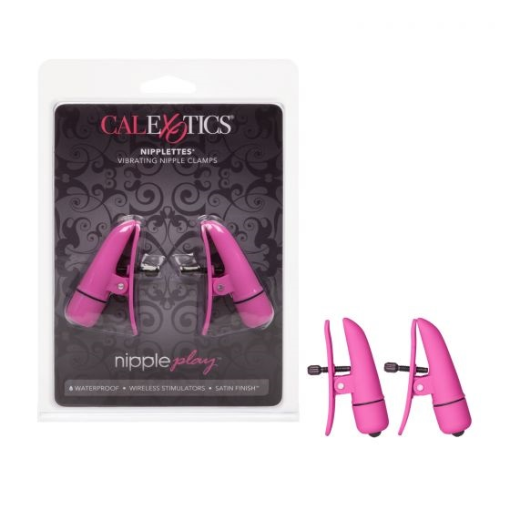Nipple Play Nipplettes Vibrating Adjustable Nipple Clamps Pink 2.75 Inch Waterproof > Sex Toys > Nipple Suckers