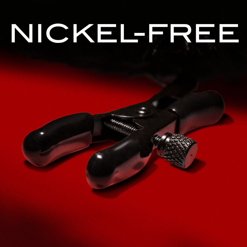 Noir Pom Adjustable Nipple Clamps with Black Furry Tips – Sensation Play Accessory > Sex Toys > Nipple Clamps
