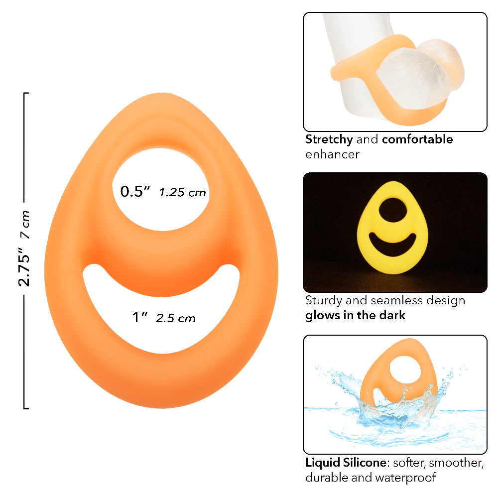 Alpha Glow-In-The-Dark Liquid Silicone Teardrop Ring in Orange COCK RINGS