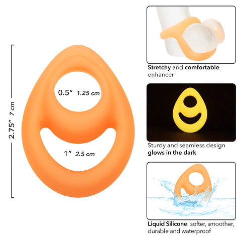 Alpha Glow-In-The-Dark Liquid Silicone Teardrop Ring in Orange COCK RINGS