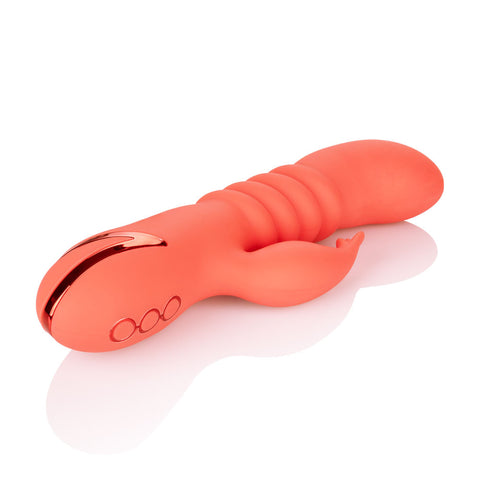 California Dreaming Orange County Cutie Red Ergonomic Dual Action Massager with Thrusting and Vibrations