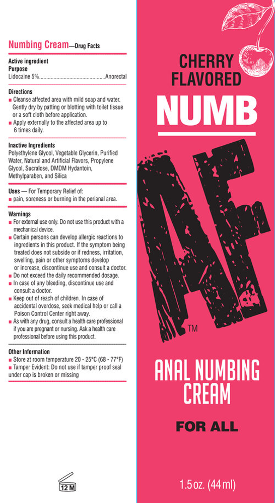 Numb Af Cherry Flavored Anal Numbing Cream 44 Ml Tube Anal Lubricant