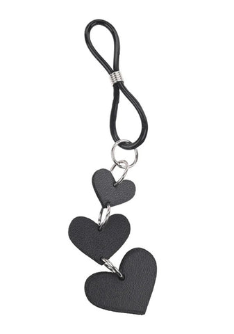 Heart Nipple Ties Black Faux Leather Sensual Adult Accessory Nipple Clamps