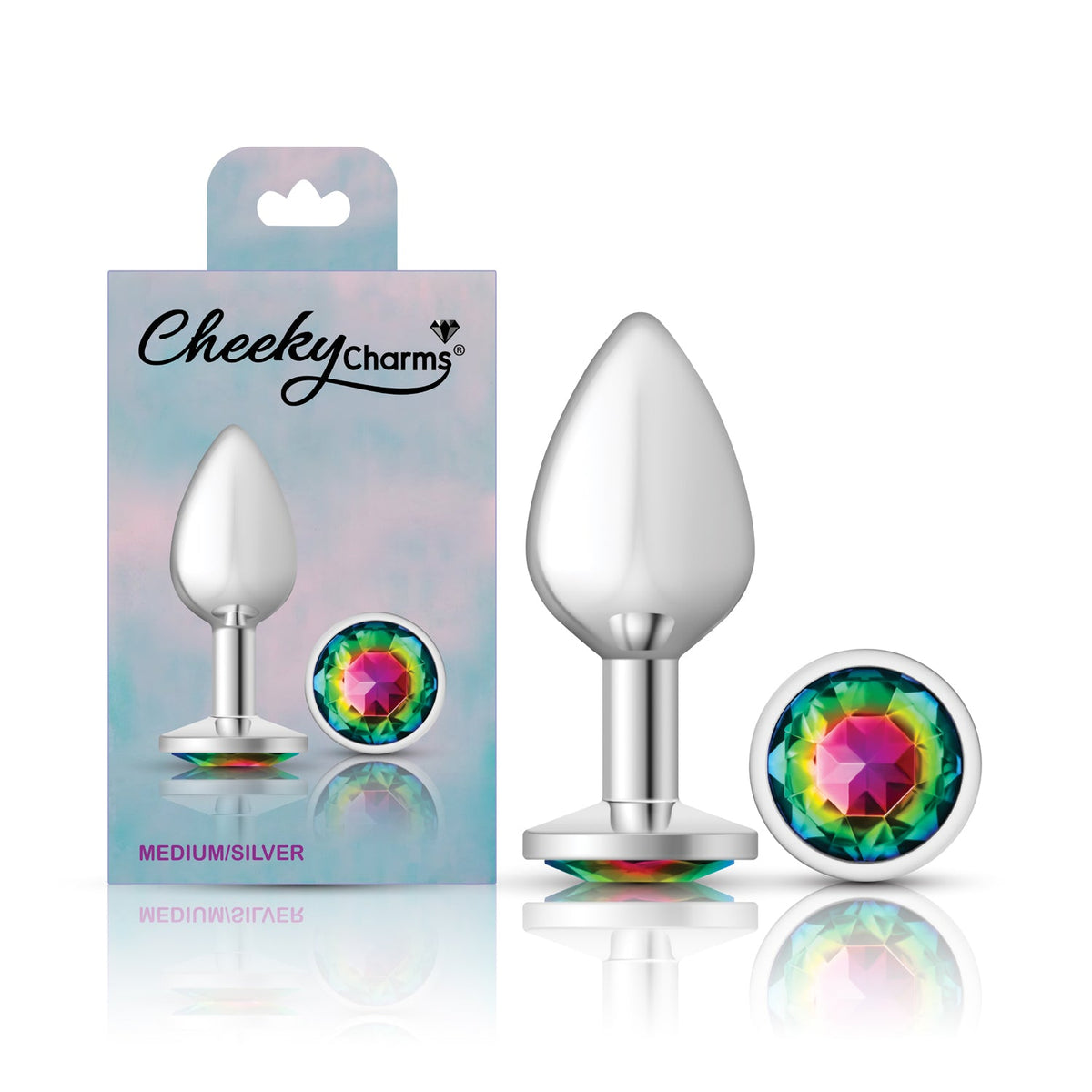 Cheeky Charms Round Jewel Butt Plug – Gunmetal or Silver, Metal Anal Plug with Gem (Small, Medium, Large) > Anal Range > Jewel Butt Plugs