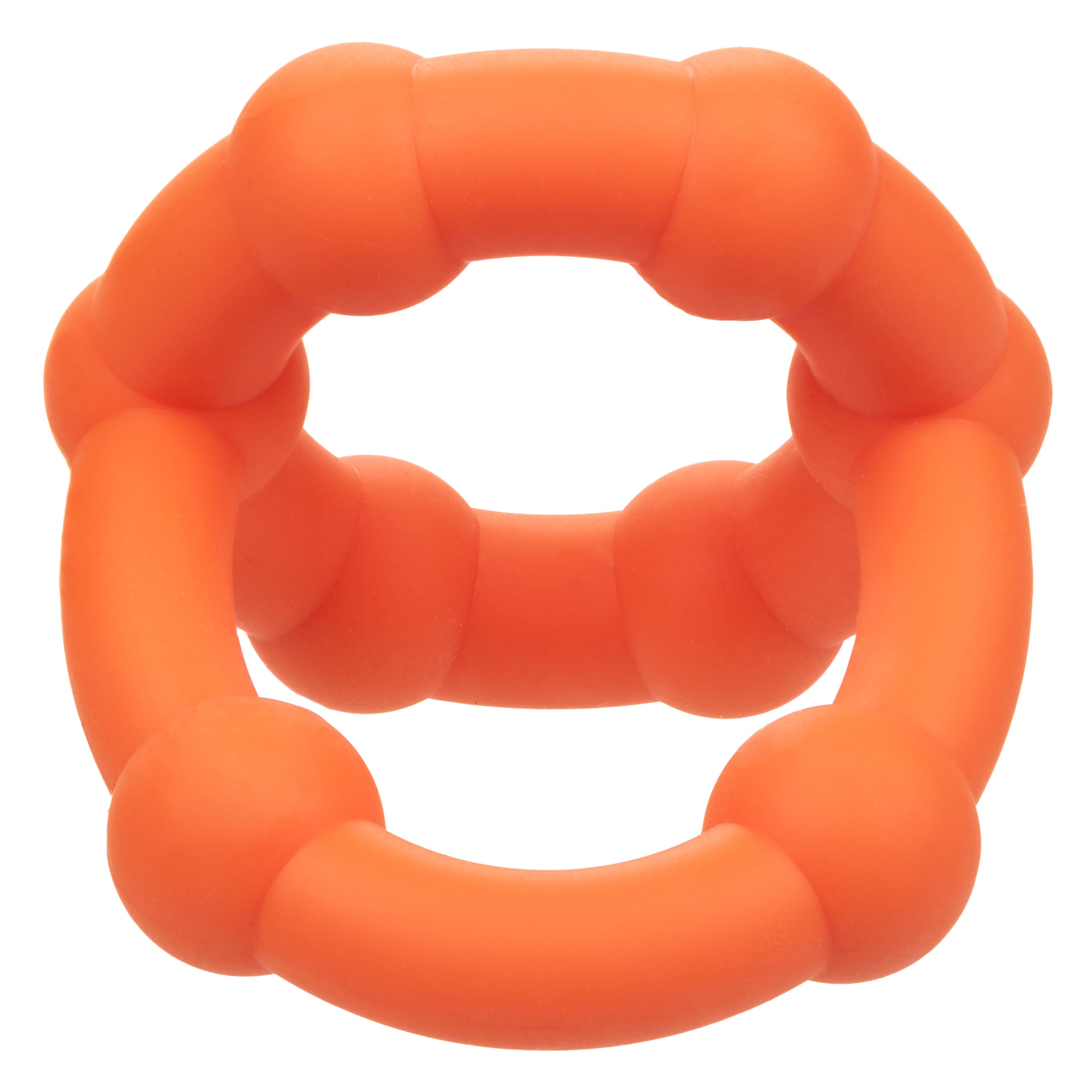 Alpha Liquid Silicone All Star Ring Orange Ultra Stretchy Dual Ring with Beaded Accents and Built-In Scrotum Support COCK RINGS
