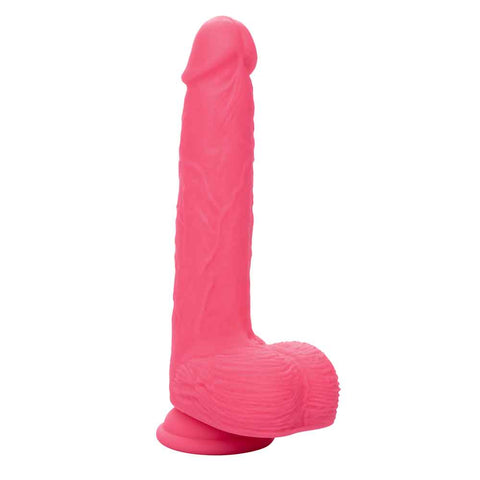 Rechargeable Rumbling Thrusting Silicone Stud Vibrator Pink 7 Inch DONGS