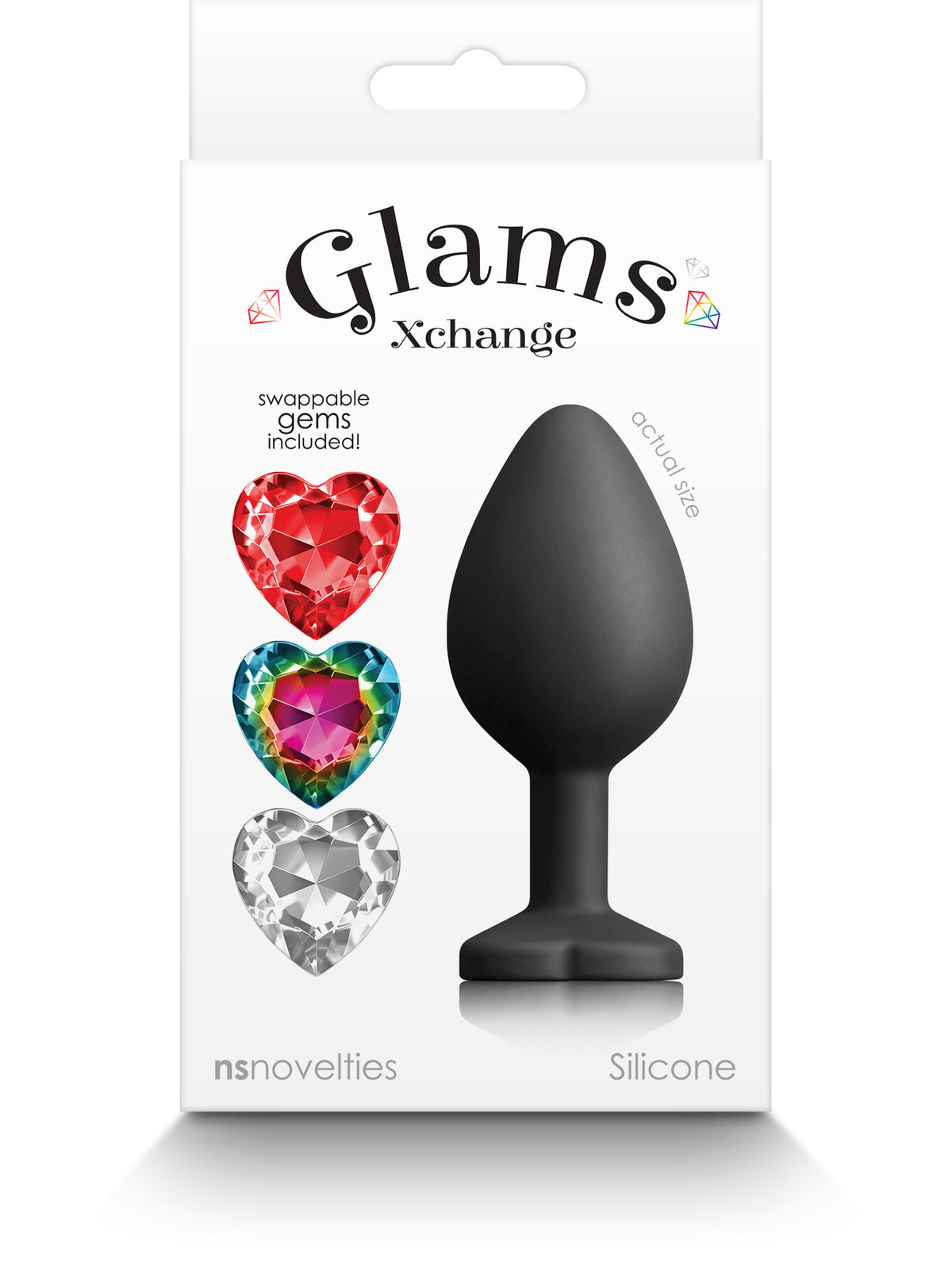 Glams Xchange Heart Medium Butt Plug with Heart Gems (8.1cm) > Anal Range > Jewel Butt Plugs