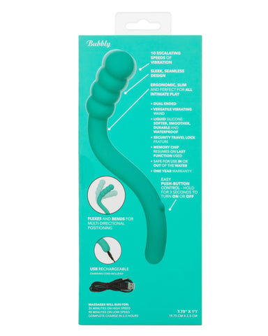Pretty Little Wands Bubbly Slim Flexible Silicone Massager with 10 Speeds Waterproof Vibrator in Teal > Vibrators > Standard Vibrators