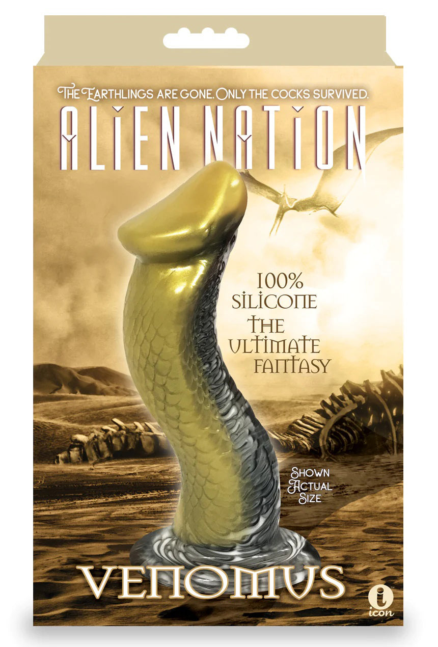 Alien Nation Venomus 8.5 Inch (Silver Gold) Fantasy Dong – Silicone Dildo 8.5 Inch Gold > Dildos > Fantasy