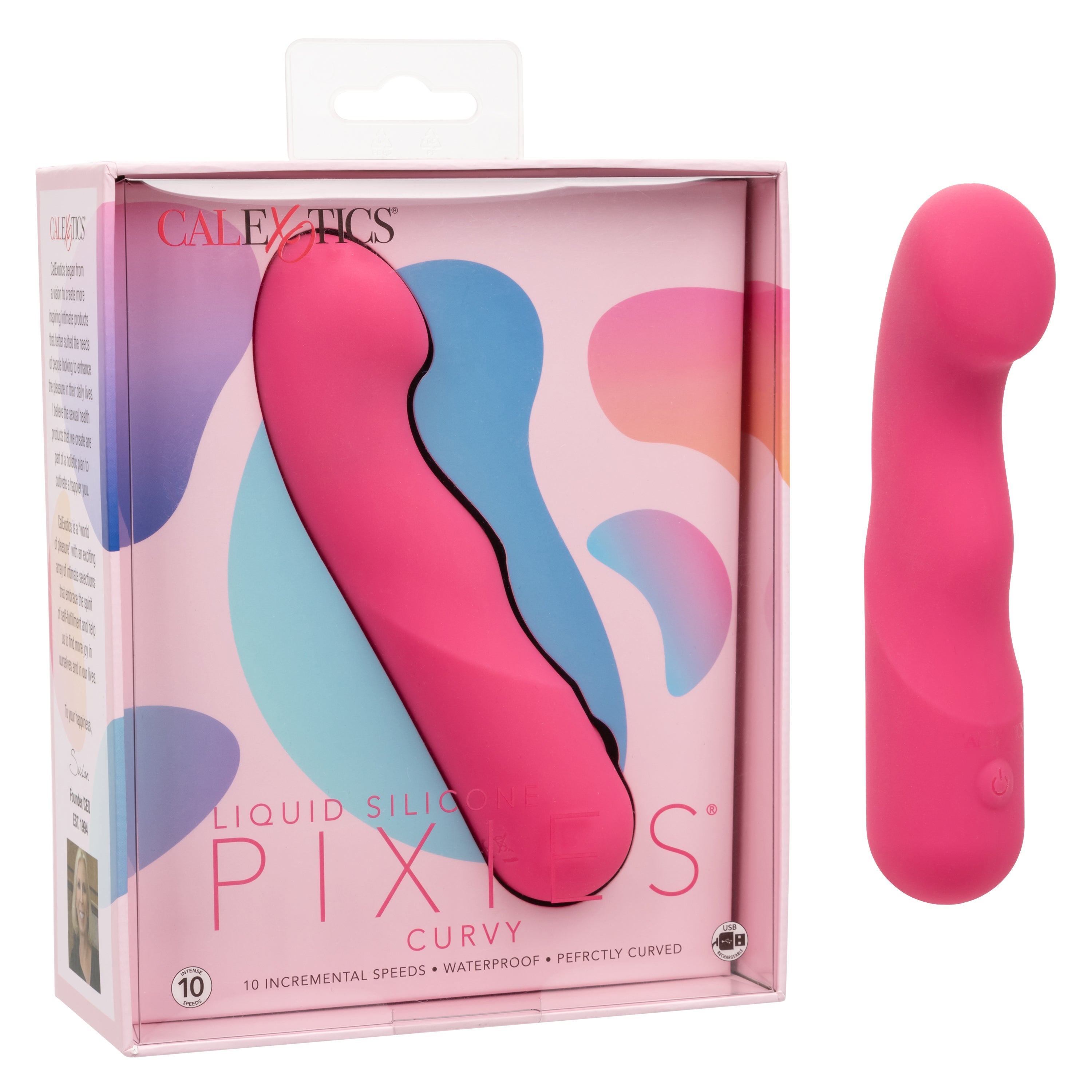 Liquid Silicone Pixies Curvy Pink Flexible Curved Massager with 10 Speeds > Vibrators > Standard Vibrators