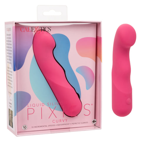 Liquid Silicone Pixies Curvy Pink Flexible Curved Massager with 10 Speeds > Vibrators > Standard Vibrators