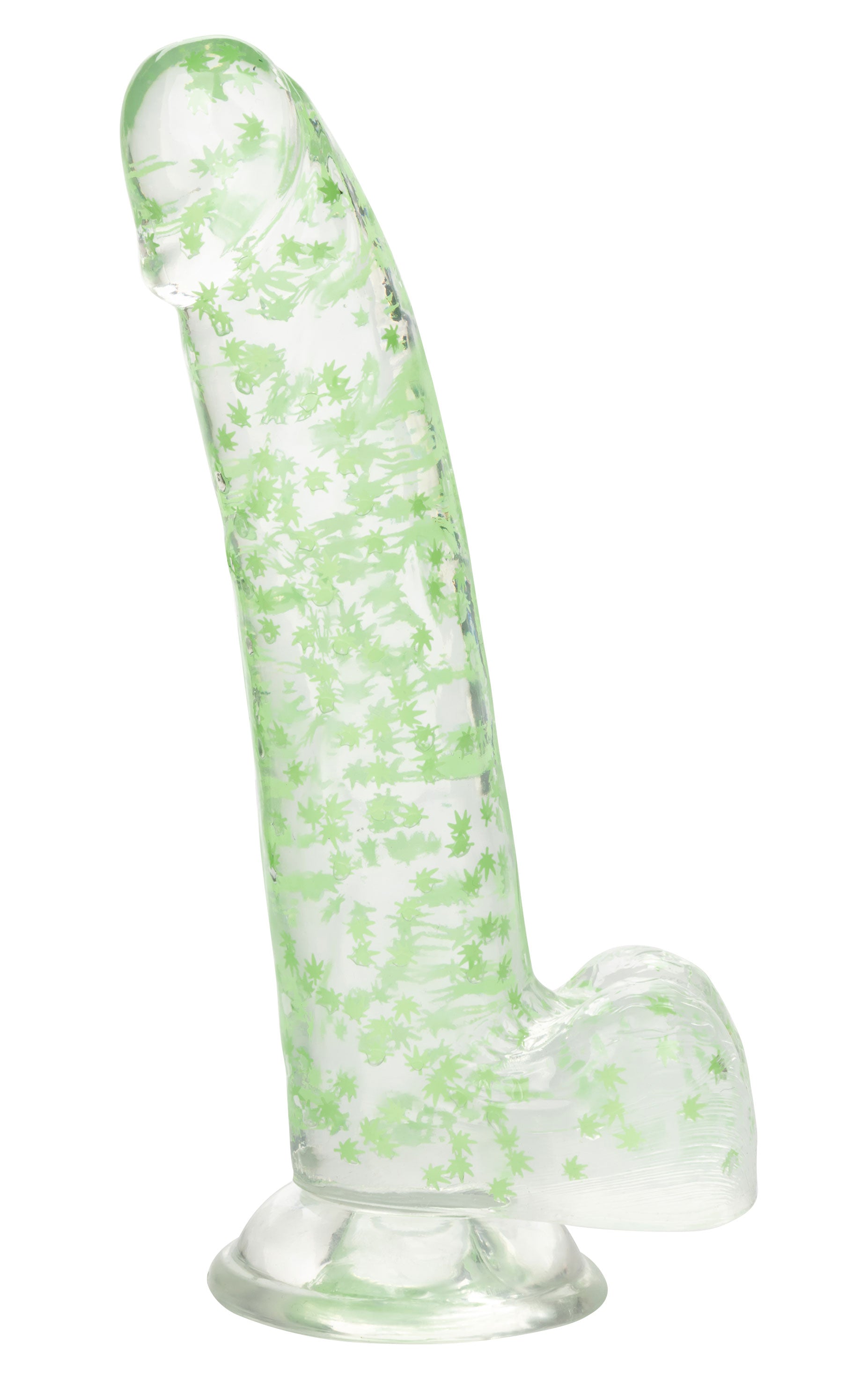 Naughty Bits I Leaf Dick Glow in the Dark Green Weed Leaf Dildo 8 Inch DONGS