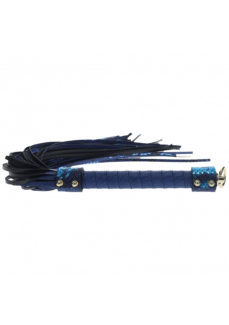 Ouch Florence Collection Flogger in Blue PU Leather with Iridescent Hardware Default Title > Bondage Gear > Whips & Floggers