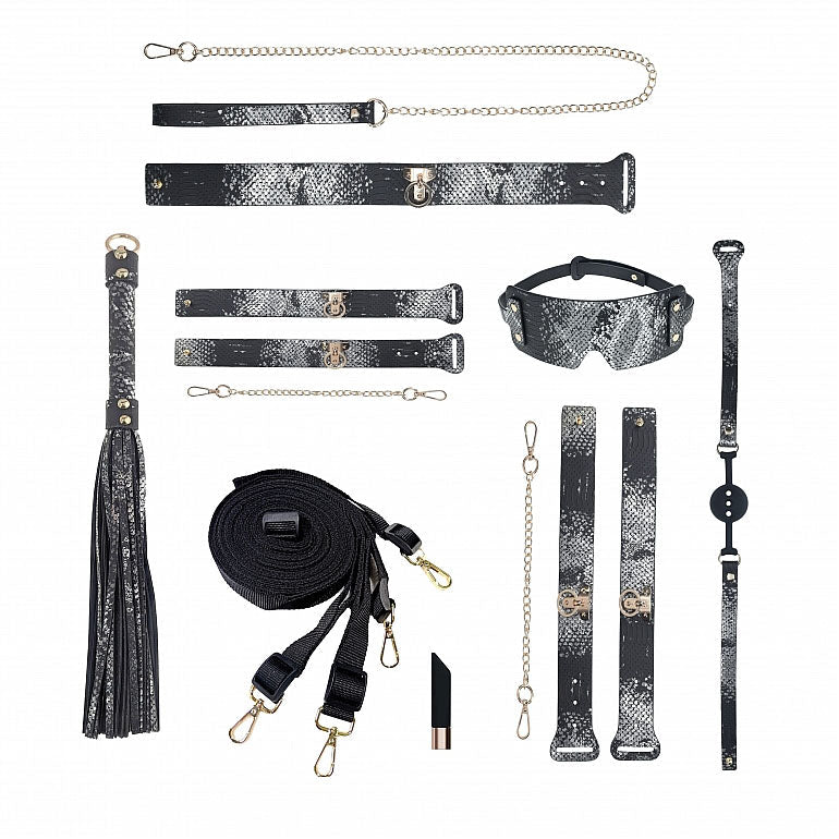 Shots Toys | OUCH! Florence Collection - Black Bondage Set with Bag - 8 Piece Kit Main image