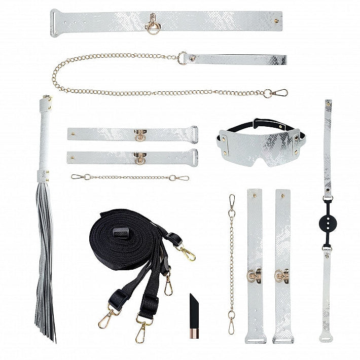 Ouch! Florence Collection Kit with Bag White Iridescent Hardware Bondage Set Secondary image