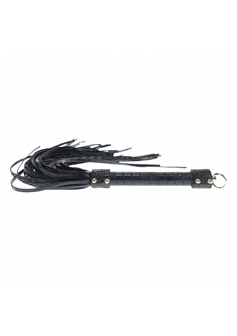 Ouch Rome Collection Flogger Black PU Leather with Iridescent Hardware Secondary image
