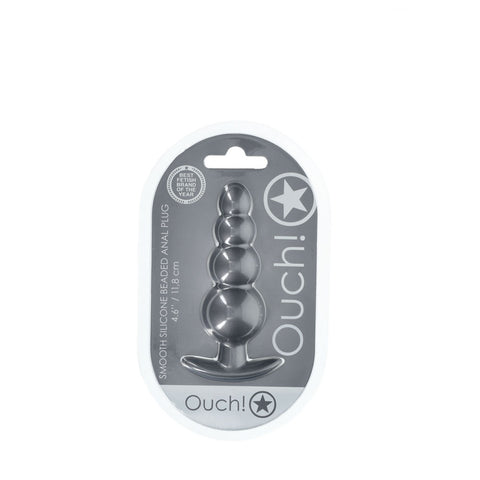 Ouch Beaded Anal Plug Gun Metal Grey 11.7 cm Silicone Butt Plug > Anal Range > Butt Plugs