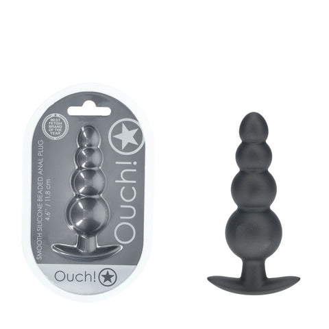 Ouch Beaded Anal Plug Gun Metal Grey 11.7 cm Silicone Butt Plug Grey > Anal Range > Butt Plugs