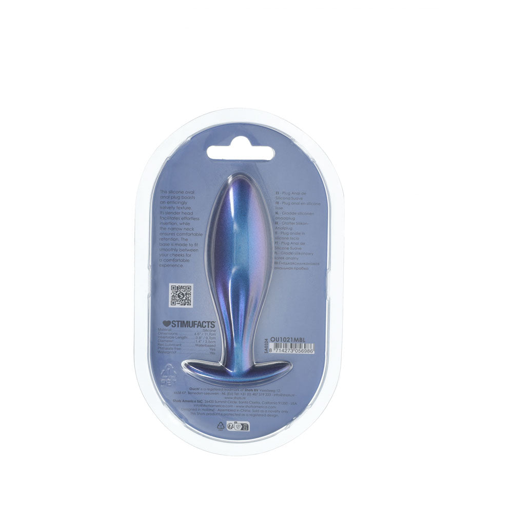 Ouch! Oval Anal Plug (Metallic Blue) 11.7 cm – Metallic Blue Butt Plug > Anal Range > Butt Plugs