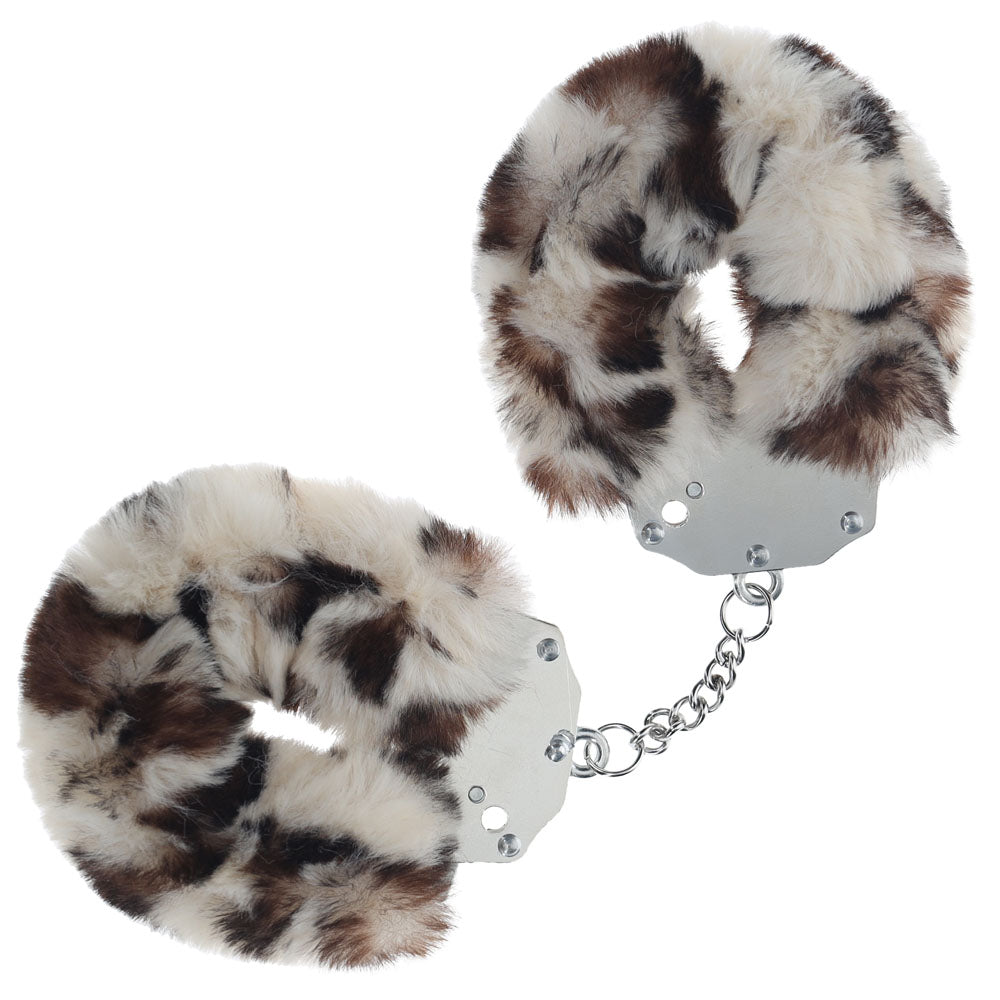 OUCH! Heavy-Duty Fluffy Cuffs - Snow Leopard - Snow Leopard Fluffy Restraints Coloured > Bondage Gear > Handcuffs Main image