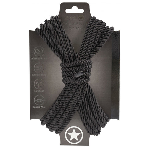 Ouch Bondage Rope 10 Meter Nylon Bondage Rope for Safe and Thrilling Adventures Black Rope