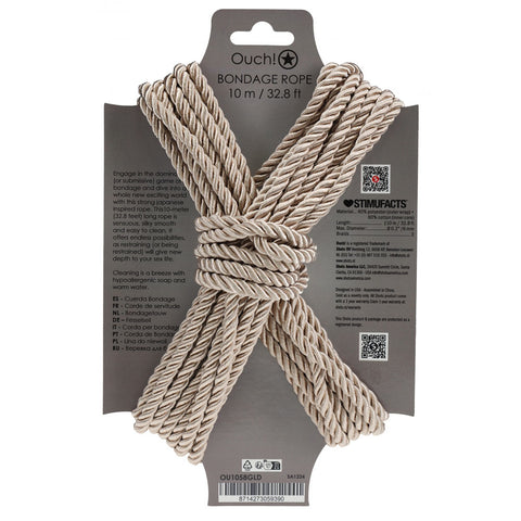 Ouch Bondage Rope 10 Meter Gold Nylon Bondage Rope for Adult Play Rope