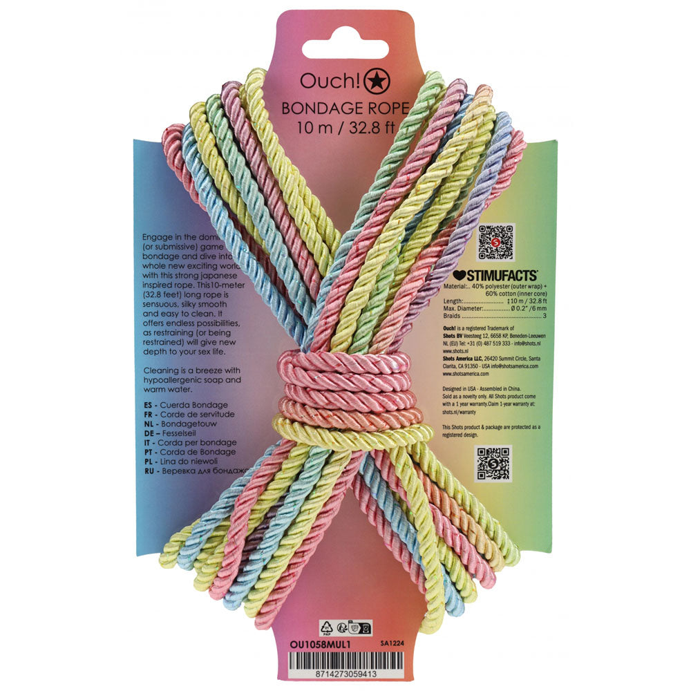 Ouch Bondage Rope (Multicolored) – 10 Meter Nylon Bondage Rope Rope