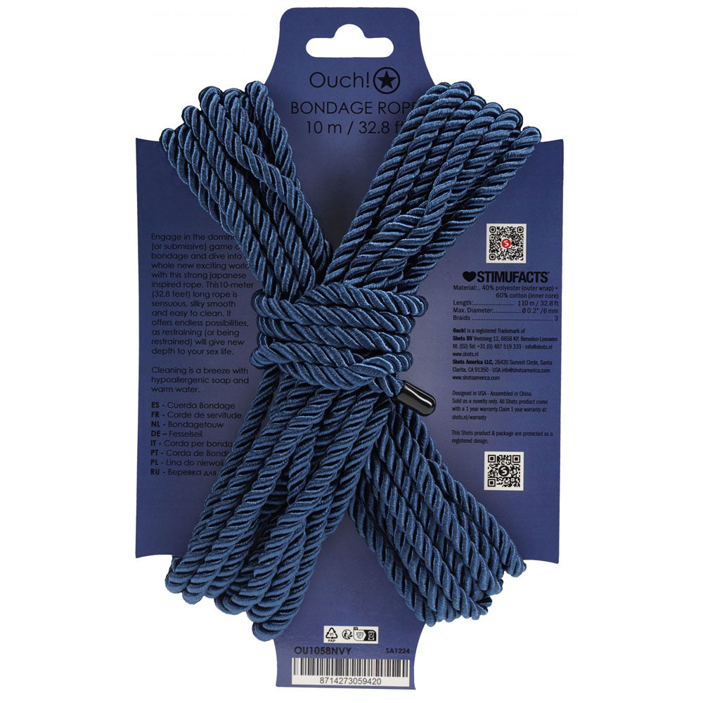 Ouch! Bondage Rope (Navy) – 10 Metre Nylon Bondage Rope Rope