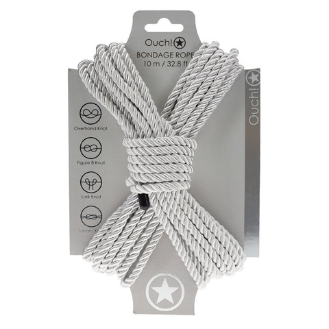 Ouch Bondage Rope 10 Meter Soft Silver Nylon Bondage Rope Silver > Bondage Gear > Rope