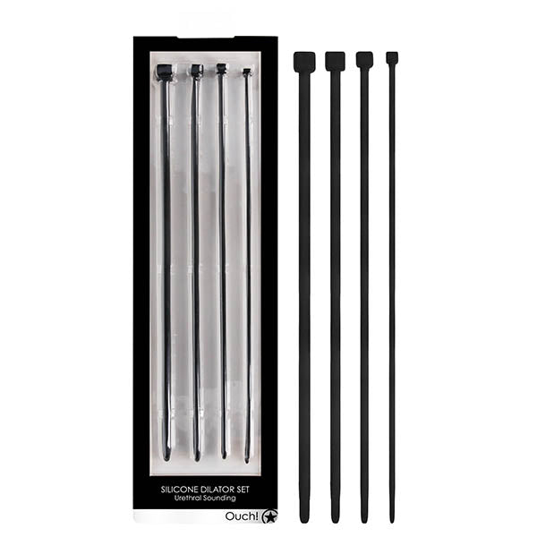 Ouch Urethral Sounding Dilator Set Silicone Urethral Sound Set Black Sounding Rods
