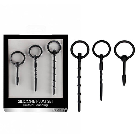 Ouch Urethral Sounding Plug Set Black Set of 3 Sizes Default Title Sounding Rods