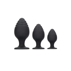 Ouch! Rippled Butt Plug Set -  Butt Plugs - Set of 3 Sizes