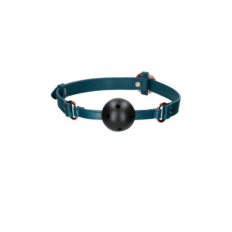 Ouch Halo Breathable Ball Gag Mouth Restraint with Leather-Like Design and Gold Accents > Bondage Gear > Gags and Bits