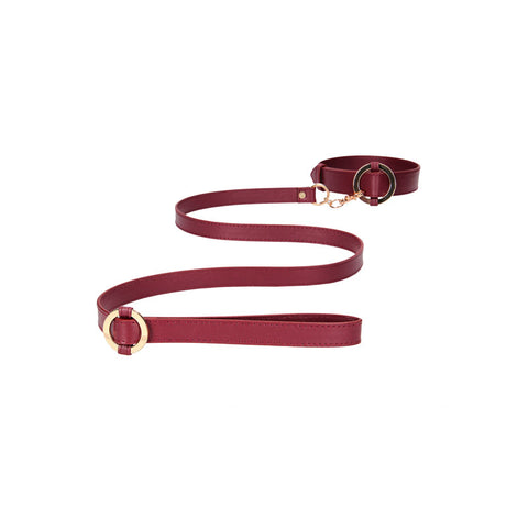 Ouch Halo Collar With Leash Burgundy Restraint BDSM Accessory BONDAGE-TOYS