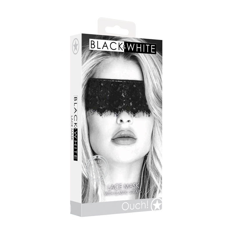 OUCH!  & White Lace Mask With Elastic Straps -  Eye Restraint