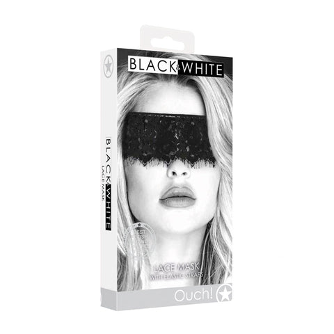 Ouch White Lace Eye Mask With Elastic Straps For Sensory Play Black Masks