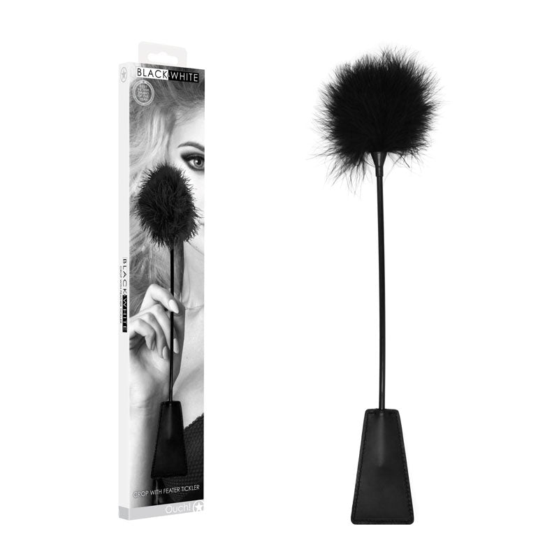 Ouch Feather Crop with Feather Tickler – Splashproof 44 cm Crop Black > Bondage Gear > Ticklers