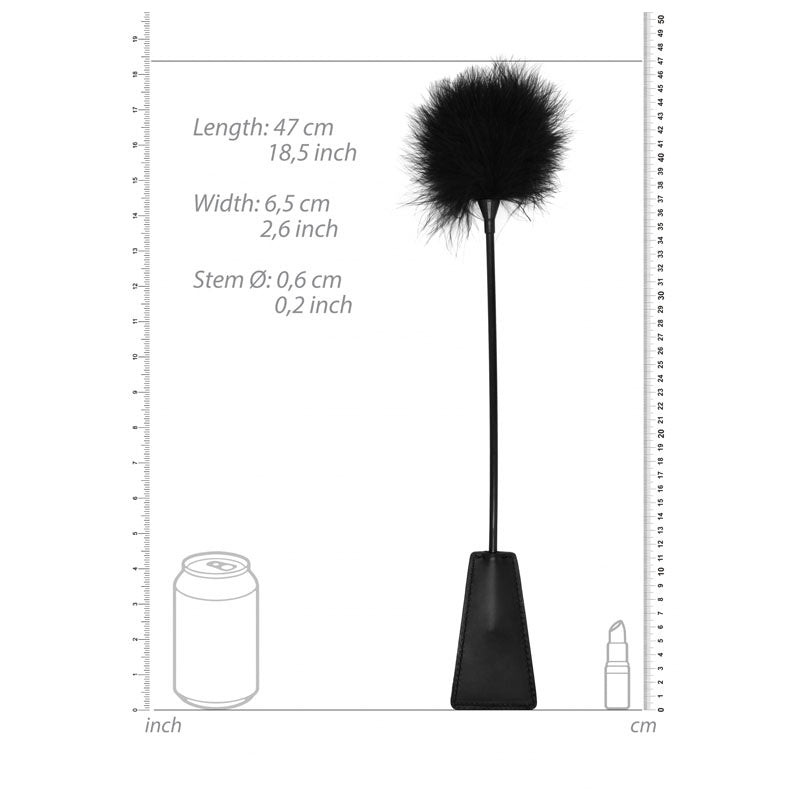 Ouch Black and White Crop with Feather Tickler 44 Centimeter Feather Crop Whips & Paddles