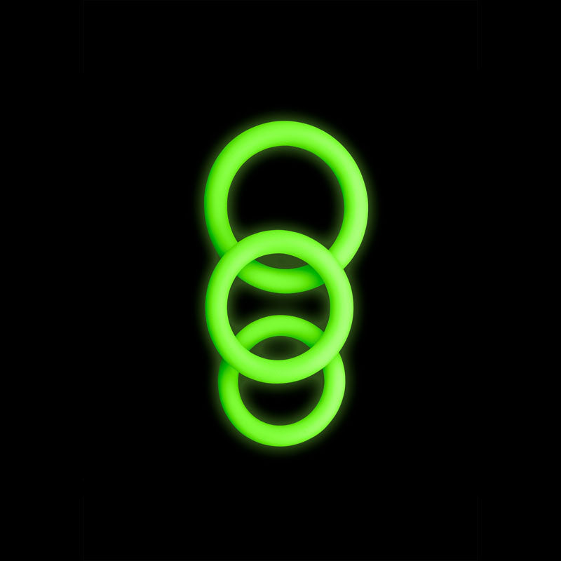 Ouch Glow in the Dark Cock Ring Set – Set of 3 Sizes Cock Rings Green > Cock Ring > Sets