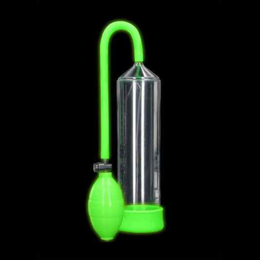 OUCH! Glow In The Dark Classic Penis Pump - Clear/ Penis Pump Green PUMPS